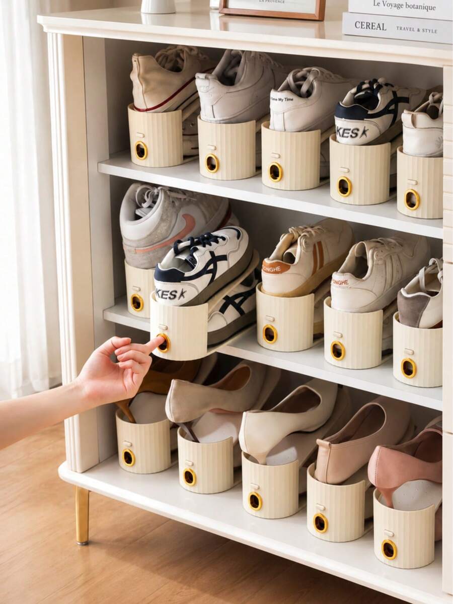 20pcs Vertical Shoe Rack Organizer, Space-Saving Closet Shoe Storage Rack, Shoe Cabinet Organizer, Adjustable Shoe Slot Rack, Suitable For Sneakers, High Heels, Flats And Slippers, Stackable Home Entryway Closet Storage Solution - Multicolor - View 1
