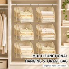 Wardrobe Mesh Hanging Storage Bag, U-Shaped Open Front Closet Organizer, Breathable Hanging Basket For Folded Clothes, Sweaters, Towels, 2 Colors - Multicolor - View 1
