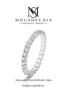 MOUSHEENIA 925 Sterling Silver D Color VVS1 Moissanite Stackable Multi-Style Pave Eternity Band Ring, Bridal Jewelry, Wedding Anniversary Gift For Her - 00235MSR-2mm - View 5