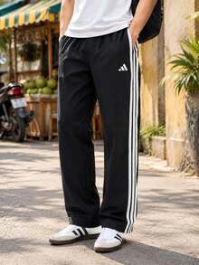 Adidas Men's Sports Long Pants Casual Pants ST 3ST WV PNT Daily Commute Sports Pants KR2531 - Black/white - View 1