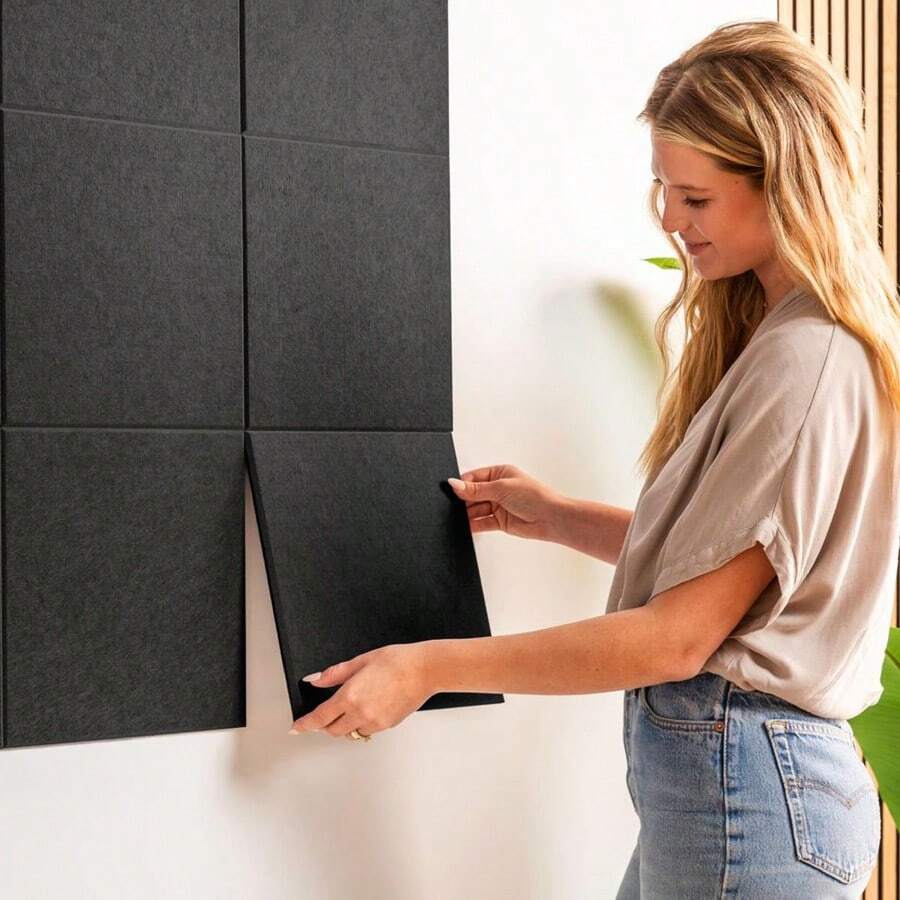 Square Self-Adhesive Felt Wall Sticker, 30*30cm Photo Poster Display Board, Self-Adhesive Background Board Decoration, Office Bulletin Board School Home Message Board - Square - View 1