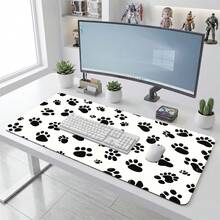 White Background Dog Paw Print Pattern Gaming Mouse Pad, Non-Slip Rubber Desk Mat, Smooth Sliding Surface, Suitable For PC Laptop Office Home, Cute Abstract Art Decor, Back To School Supplies - A - View 12