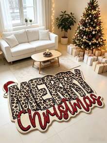 1pc Wild Leopard Print Holiday Carpet, Decorative Rug, Bedroom Decor, Small Rug, Carpet, Home Decor, Living Room Carpet, Living Room Small Rug, Bedroom Carpet, Living Room Home Decor, Outdoor Carpet, Washable Carpet - Multicolor - View 1