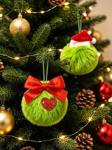 6pcs/Set Christmas Bow Heart-Shaped Plush Ball Decorations, Christmas Decor Set, Suitable For Decorating Christmas Holiday Events, Theme Parties And Celebration Occasions, Also Suitable For Christmas Tree, Fireplace And Christmas Wreath Decoration - Multicolor - View 11