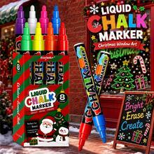 1pc 6/8/12/24 Colors Washable And Wet-Wipeable Liquid Chalk Markers, Suitable For Blackboard, Blackboard Signs, Whiteboard, LED Glass Window, Car Window Painting Advertising Chalk Marker Pens, Essential Back To School Learning Stationery - Multicolor - View 2