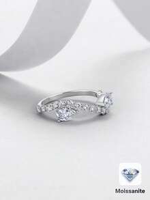 S925 Sterling Silver Moissanite Intertwined Twisted Arm Ring, Romantic Gift For Lover, Engagement And Confession - Multicolor - View 4