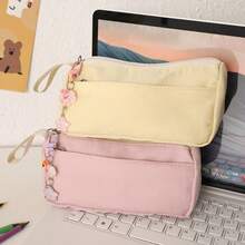 1PC Large Capacity Ins Style Pencil Case, High Aesthetic Minimalist Pencil Box, Portable Solid Color Stationery Bag - Multicolor - View 6