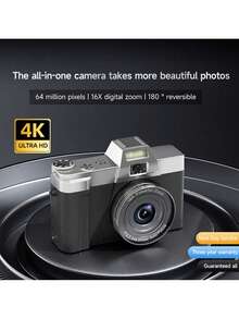 4K Vlogging Digital Camera, 64MP AF Autofocus Camera With 180° Flip Screen,16X Zoom & LED Fill Light, Compact Portable Digital Camera For Students Travel Selfie Video Recording - View 6