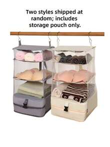 Large Capacity Foldable Hanging Storage Bag, Portable Travel Clothing Organizer Box With Hooks, Suitable For Wardrobe And Luggage - Multicolor - View 9