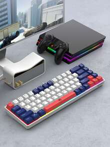 K68 68 Keys Wired Mini Gaming Keyboard Rainbow Backlit 3-Tone Keycaps Volcanic Structure 19 Anti-Ghost Multimedia USB Keypad For PC Gamer Office Travel - View 6