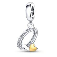 1pc S925 Sterling Silver Letter Pendant, Rhinestone Inlaid Dual Color Heart Design, 26 English Letters Available, Exquisite Hollow Craftsmanship, Original Bracelet Necklace DIY Pendant Chain Jewelry Making, Personalized Name Identifier Accessory, Suitable For Daily Wear And Holiday Gifts, Comes With Elegant Gift Box - Silver - View 37