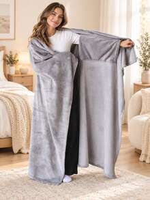 1PC Custom Embroidered Wearable Throw Blanket, Personalized Custom Name Blanket With Built-In Sleeve Design For Full Body Coverage, Decorative Blanket For Sofa And Bed, Ideal Holiday Gift For Family Members - Multicolor - View 9