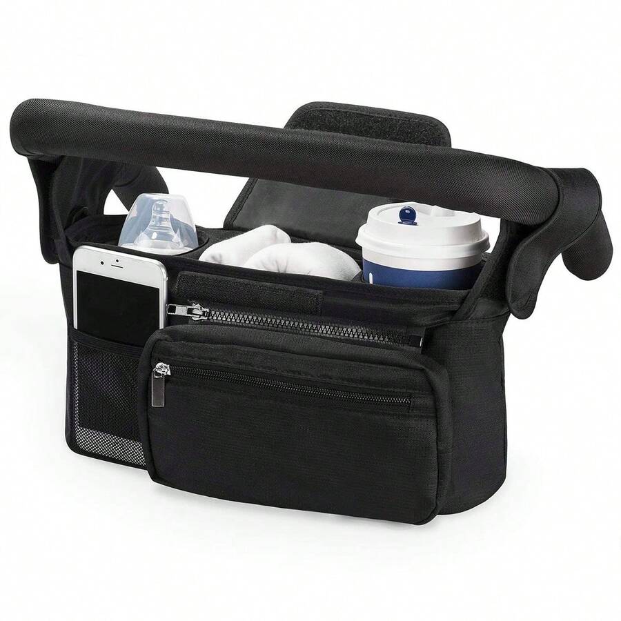 Universal Stroller Storage Bag With Insulated Cup Holder, Detachable Phone Pocket And Shoulder Strap, Suitable For Strollers, Sun Umbrellas And Pet Carts - Multicolor - View 1