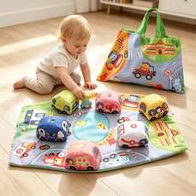 Infant Traffic Theme Fabric Soft Block Play Mat Set, Baby Early Education Soft Ball Toys, Educational Grasping Training Toys - Multicolor - View 2