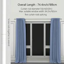 1pc, 5/8 Inch Metal Curtain Rod/Roman Rod/Shower Curtain Rod. Spiral Connector Extends From 45 Inches To 147 Inches, Wall Mounted, Sturdy And Durable. Lantern Decor Curtain Rod Bracket Set, Available In White, Black, Gold, Silver. Modern Classic Style - Multicolor - View 25