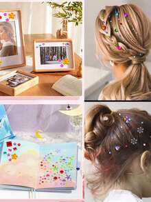 1 buah Stiker Aksesori Rambut, Stiker Perekat Akrilik Berwarna-warni Berkilau dengan Mutiara dan Berlian Imitasi, Aksesori Rambut, Aksesori Rambut untuk Halloween dan Natal - MultiWarna - View 10