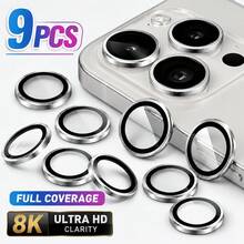 CASECOPS 9pcs Silver Camera Lens Protector Film, Compatible With IPhone 15 Pro/15 Pro Max/17/17 Pro/17 Pro Max/17 Air/18 Pro/18 Pro Max, 9H Tempered Glass Camera Lens Screen Protector Film, Metal Single Ring Design, Suitable For 6.9 Inch 17 Pro Max And 6.3 Inch 17 Pro - Multicolor - View 6