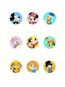 Disney 500pcs Mickey Round Stickers, Cute Mickey, Minnie, Winnie The Pooh, Donald Duck Cartoon Character Stickers, Reward Stickers, Envelope Seal Stickers, Gift Wrapping Decoration, Small Gift Decoration - Multicolor - View 4