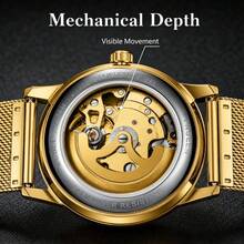 Men's Luminous Waterproof Stainless Steel Automatic Mechanical Watch, Luxurious Business Watch, For Daily Wear, Gift, Birthday, Halloween, Christmas - Multicolor - View 6