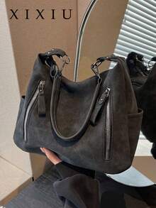 Large Capacity Women Bag,Versatile Retro Crossbody Bag,Textured Shoulder Tote Bag,Minimalist Underarm Bag,Fashionable & Unique,Exquisite Shoulder Bag - Black - View 3
