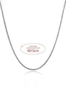 ESBERRY 2pcs/Set Shiny Bracelet & Necklace Jewelry Set, Elegant Valentine's Day Gift Set For Women - Silver - View 2