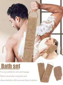 2pcs/Set Strong Exfoliating Towels, Made Of Jute Material, Gentle On Skin. Double-Sided Back Exfoliating Tool, Suitable For Men And Women. Thickened Bath Towel Gloves. - Multicolor - View 6