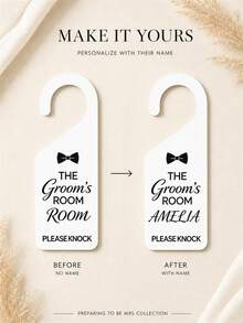 Custom Name And Text Wedding Door Hanger, Personalized Bride And Groom Door Sign, Wedding Suite Door Decor, Just Married And Please Knock Sign, Bridal Shower And Engagement Party Decoration, Wedding Reception Sign For Couples And Newlyweds - Multicolor - View 6