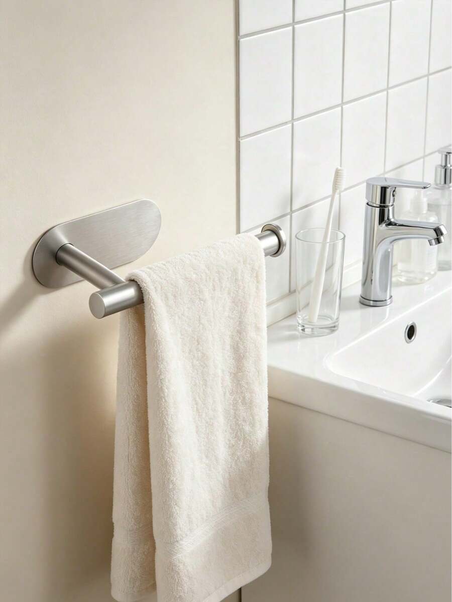 Drill-Free Toilet Paper Holder Self-Adhesive Roll Paper Storage Rack Stainless Steel Paper Towel Holder Absorbent Paper Towel Rack Bathroom Paper Towel - Multicolor - View 1