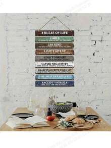 2D Flat Country Style Wooden Wall Hanging Plaque With Inspirational Quotes - Modern Multi-Functional Wall Decor Suitable For Home, Office, Bedroom, Living Room, Classroom And Gym. Motivational Life Slogan - Perfect Choice For New Year, Christmas And Decoration. - Multicolor - View 5