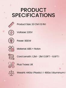 HYUNDAI Multifunctional Hot Air Brush With Adjustable Settings, Long-Lasting Styling, Negative Ion Technology To Reduce Frizz, For Hair, Wet/Dry Use, Electric Hair Straightener And Curler - Hot Pink - View 10