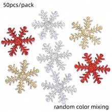 50pcs/Pack Non-Woven Fabric Colorful Gold Glitter Christmas Six-Petal Snowflake Decoration Material 2.5cm Holiday Party Decor Gift Handmade DIY Clothing Box Packaging Accessories Hair Ornament Headpiece Jewelry Accessory Material - Six-petal Snowflake - View 9