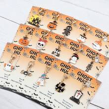 15pcs Halloween Theme Hugging Greeting Card Keychain Set. Cute Ghost/Pumpkin/Mummy/Castle/Tomb/Spider/Skull And Other Various Designs. Suitable For Coin Purse/Backpack/Car Key Chain And Other Accessories. Perfect For Halloween/Holiday Party Gifts. - Multicolor - View 3