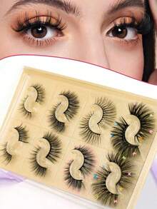 8 Pairs Assorted Styles, Voluminous & Curled, Defined Lash Layers, Eye-Enlarging, Suitable For Daily, Date, Party And Photo-Ready - View 6