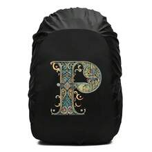 Penutup Hujan Ransel Motif Cetak Huruf Gulir Bunga Dekoratif Vintage, Pelindung Ransel Tali Serut Tahan Air dan Anti Debu, Perlengkapan Outdoor Tahan Lama untuk Mendaki, Berkemah dan Perjalanan - Hitam - View 125