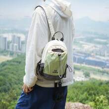 Black Drawstring Mini Backpack, Lightweight Nylon Fabric, Mesh Side Pockets, Adjustable Straps, Outdoor Casual Commute Minimalist Drawstring Bag - Multicolor - View 4