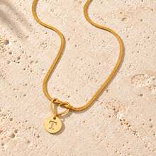 Initial Charm Snake Chain Gold Plated Letter Necklace For Women Men With Heart Knot Disc - Yellow Gold - View 23
