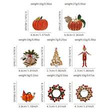 Christmas Multi-Style Alloy Brooch, Xmas Tree Wreath Bell Pumpkin Elf Lapel Pin, Drip Oil Decorative Brooch Pin, Aesthetic Jewelry For Jackets Scarves, Christmas Party Accessory & Gift - Multi-color - View 11