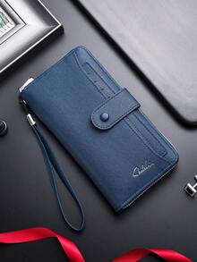 SHABILI Fashionable Men's Long Zipper Clutch Wallet, Korean Style, Multi-Card Slots, Business Casual Youth Handbag - Blue - View 6