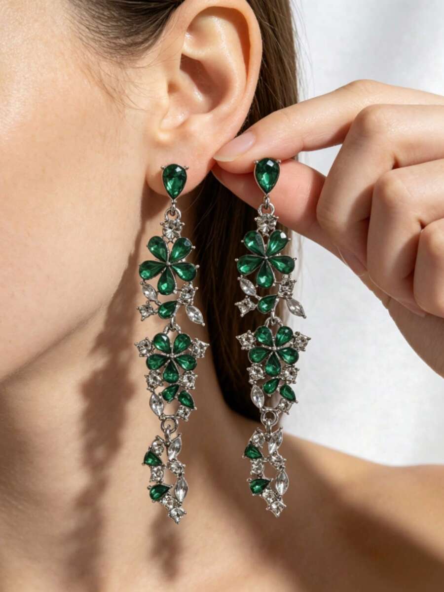1 Pair Of Fashionable Personalities Long Style Temperament Earrings Suitable For Wedding Parties And Gift Giving ﻿ ﻿ ﻿ - Silver Purple - View 1