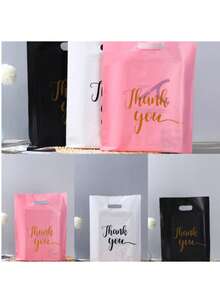 100 Pcs Black White Pink Thank You Gift Bags Birthday Party Wedding Portable Gift Packaging Plastic Bags With Handles For Party, Birthday, Wedding And Other Occasions. - Multiple Styles - View 4