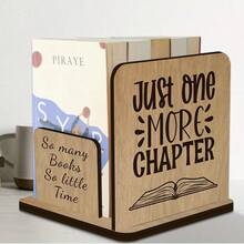 A Wooden Bookend - Vintage Style, Suitable For Bedside Table And Desk, Perfect Gift For Readers, Includes "Read One More Chapter" Design, Book Lover Gift - A - View 3