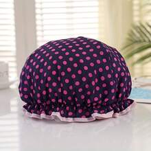 1pc Double Layer Printed Waterproof Shower Cap, Inner And Outer Double Layer Design, Outer Layer Printed Chiffon Fabric, Inner Waterproof Lining - View 7