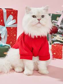 LUCKIE PAL 1件裝聖誕 JINGLE ALL THE WAY 字母印花寵物衛衣，防跳蚤、減少掉毛，保暖透氣，適合小型犬、大型犬與貓，室內外皆可用 - 紅色 - 查看 5