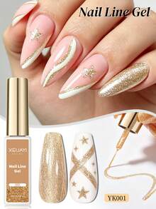 XEIJAYI 1pc 10ml Rhinestone Glitter Gold Color Painting Gel, UV/LED Suitable For Nail Gel, Suitable For Salon And Home DIY Nail Art - Gold - View 2