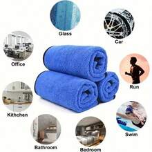 3pcs Car Microfiber Towels, Double-Sided Car Detailing Cleaning Cloth, Home Drying Towel - A - View 1
