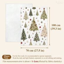 1pc Watercolor Christmas Tree Throw Blanket, Red Bowknot Christmas Ball Snowflake Red Berry Print Pattern Flannel Single-Sided Printed Blanket, Perfect For Holidays, Birthdays, Sofa And Home Decor - Multicolor - View 13
