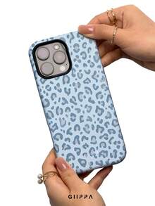 GIIPPA 1pc Blue Leopard Print Design Phone Case, Compatible With Phone 17 Pro Max, 16 Pro Max, 15 Pro Max, 14 Pro Max, Korean High-End Fashion Fun Phone Case, Suitable For 11/12/13/14/15/16 Pro Max Plus, Elegant Design Unisex, Perfect Gift For Girlfriend On Christmas, Valentine's Day, Easter, Wedding Season And Birthday! - Blue - View 4