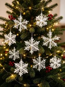 Christmas Snowflake Decorations - White Plastic Snowflakes, Suitable For Christmas Trees, Weddings And Window Decor, Ideal For Holiday And Party Celebrations, Create Christmas Atmosphere, Winter Essential - Multicolor - View 5