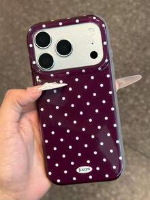 Cute Cherry Red Polka Dot Pattern Glossy Jelly Phone Case, Compatible With IPhone 18 Pro Max 17 Pro Max 16 Pro Max 17 16 15 14 13 12 Pro Max 11, Soft Edge Shockproof Back Cover - Cherry Red - View 4