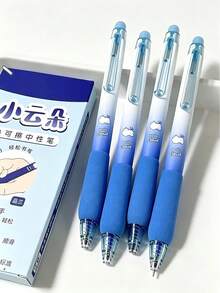 8/4/1pc Cloud Gradient Soft Rubber Grip Erasable Retractable Gel Pens, Blue & Pink Macaron Color, Black Ink, 0.5mm, Suitable For Elementary Students Homework And Error Correction, Back To School Stationery Small Gift, Classroom Reward Gift - Multicolor - View 8